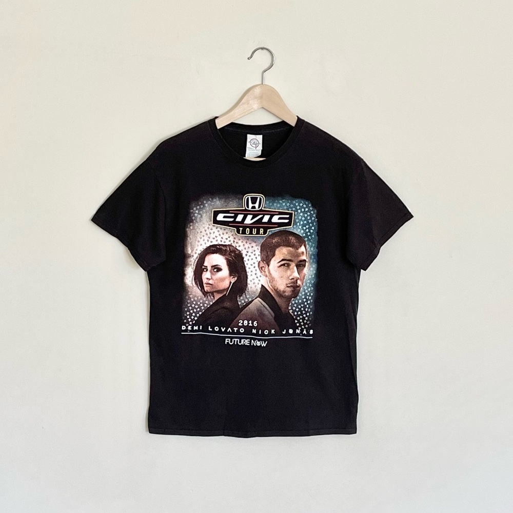Demi Lovato Nick Jonas 2016 Civic Future Now Tour Black Concert T Shirt Adult M